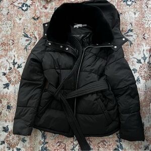Calvin Klein Black Quilted Belted Puffer Jacket